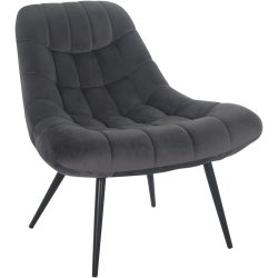 Sessel Bruce Grau/Schwarz Samt/Metall 76 cm 85.6 cm - Farbe: Grau, Schwarz - Material: Samt, Metall - Sessel