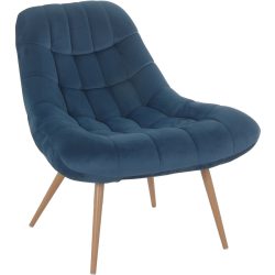 Sessel Bruce Blau/Beige Samt/Metall 76 cm 85.6 cm - Farbe: Blau, Beige - Material: Samt, Metall - Sessel