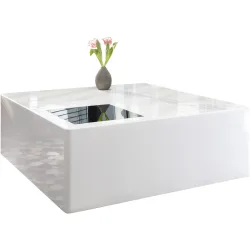 Salontisch Danny Weiss Holz/MDF/Glas 100 cm - Material: Holz, MDF, Glas - Salontisch