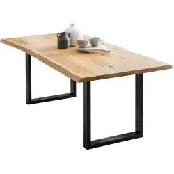 Esstisch Milot Braun/Schwarz Holz 160 cm - Farbe: eiche - Esstisch