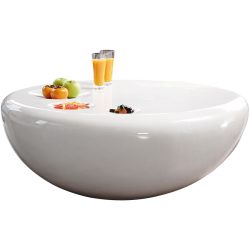 Salontisch Kenny Weiss Glas 100 cm - Material: Fiberglas - Salontisch