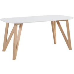 Esstisch Dijon Braun/Weiss Holz 200 cm - Farbe: weiss Eiche - Esstisch