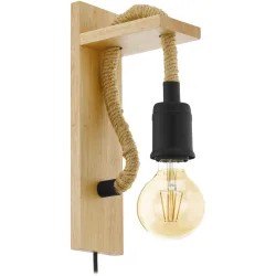 Eglo Wandlampe Rampside Schwarz Stahl/Holz 30 cm - Material: Holz/Stahl - Wandlampe