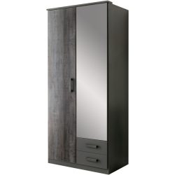 Kleiderschrank Erik Grau Holz 90 cm 58 cm 199 cm - Farbe: graphit - Material: Holzwerkstoff - Kleiderschrank