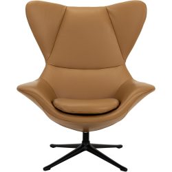 Sessel Rima Braun/Schwarz Leder/Metall 90 cm 90 cm - Farbe: Cognac, Schwarz - Material: Leder, Metall - Sessel