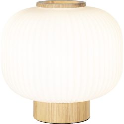Tischlampe Thie Braun/Weiss Glas/Metall 25 cm 24.5 cm - Farbe: weiss, holz - Material: Metall/Glas - Tischlampe