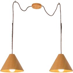 Pendellampe Pireva Braun Holz/Metall 35 cm 35 cm - Farbe: Nussbaum - Pendellampe