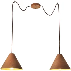 Pendellampe Pireva Braun Holz/Metall 35 cm 35 cm - Farbe: eiche - Pendellampe