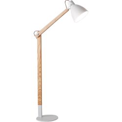 Leselampe Esra Weiss/Braun Holz/Metall 180 cm - Farbe: weiss, braun - Leselampe