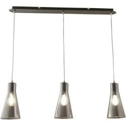 Pendellampe Abi Grau Glas/Metall 83 cm 25 cm Höhenverstellbar (manuell) - Material: Metall/Glas - Pendellampe