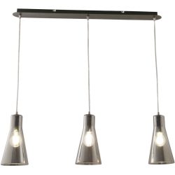 Pendellampe Abi Grau Glas/Metall 83 cm 25 cm Höhenverstellbar (manuell) - Material: Metall/Glas - Pendellampe