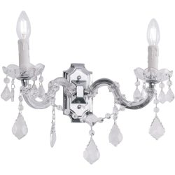 Briamond Wandlampe Theresa Silber/Weiss/Transparent Stahl/Kristall 41 cm 25 cm - Material: Stahl/ K9 Kristall - Wandlampe