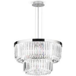 Briamond Pendellampe Prism Grau Stahl/Kristall 55 cm 40 cm - Farbe: chrom - LED - Lichtfarbe: Warmweiss - Material: Stahl/Orion Kristall -