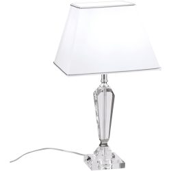 Briamond Tischlampe Veronique Weiss Kristall/Stoff/Metall 57 cm - Farbe: weiss, transparent - Material: K9 Kristall/Stoff/Metall - Tischlampe