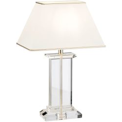 Briamond Tischlampe Veronique Weiss/Gold Kristall/Stoff 55 cm - Farbe: weiss, gold - Material: K9 Kristall/Stoff - Tischlampe