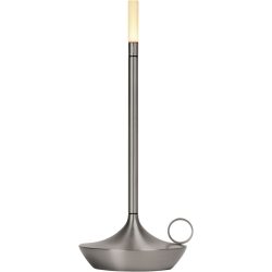 Graypants Tischlampe Wick Silber Aluminium 12 cm 26 cm - Farbe: dunkelgrau - LED - Lichtfarbe: Warmweiss - Tischlampe- LED Energiesparlampe