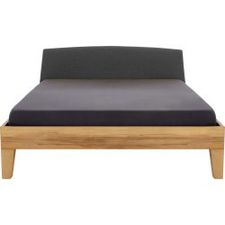 Bett Lund Braun Holz/Polyester 180 x 200 cm - Farbe: buche - Material: Buche/Polyester - Bett