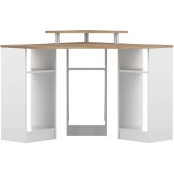 Schreibtisch Erza Weiss/Braun Holzwerkstoff 94 cm - Farbe: weiss/eiche - Schreibtisch
