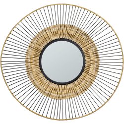 Spiegel Natural Braun Eisen/Glas/Schilf 60 cm 60 cm - Farbe: Hellbraun - Spiegel