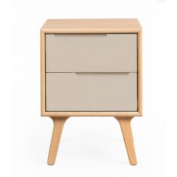 Nachttisch Hedy Beige/Braun Holz 40 cm Softclose - Farbe: beige, eiche hell - Material: Holz, Eiche Furniert, Holzwerkstoff - Nachttisch
