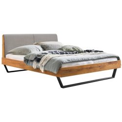 Hasena Bett Pollino Grau/Braun/Schwarz Holz/Kunstleder/Metall 140 x 210 cm - Farbe: Grau, Natur, Schwarz - Material: Wildeiche, Kunstleder, Metall -