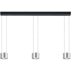 Designer-Pendellampe Bankamp Impulse Nickel matt 3-flammig vertical flex - Farbe: Nickel matt mit Chrom abgesetzt - LED - Lichtfarbe: Extra warmweiss