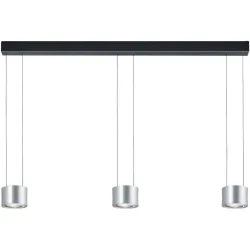 Designer-Pendellampe Bankamp Impulse Nickel matt 3-flammig vertical flex - Farbe: Nickel matt mit Chrom abgesetzt - LED - Lichtfarbe: Extra warmweiss