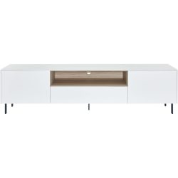 Lowboard Milo Weiss/Braun Holz/Metall 180 cm 50 cm 45 cm - Farbe: Lack weiss matt/eiche - Material: Holzwerkstoff/Metall - Lowboard