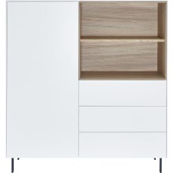 Highboard Milo Weiss/Braun Holz 110 cm 125 cm - Farbe: weiss/eiche - Material: Holzwerkstoff - Highboard