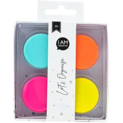 Magnet, Button, bunt, 32mm, 6 S.