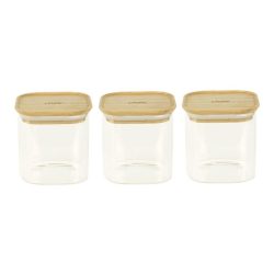Diverse Vorratsglas Pebbly Transparent Bambus/Glas 11 cm 11 cm 800 ml - Material: Glas/Bambus - Vorratsglas