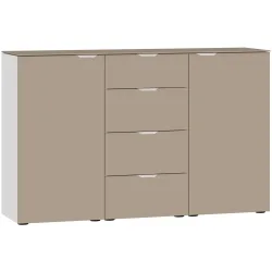 Kommode Arena Beimöbel Beige/Weiss Holzwerkstoff 135 cm 43 cm - Farbe: nougat - Kommode