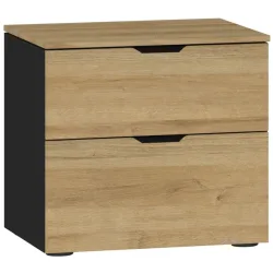 Nachttisch Arena Beimöbel Braun/Schwarz Holzwerkstoff 45 cm - Farbe: Eiche Dekor, Schwarz - Nachttisch