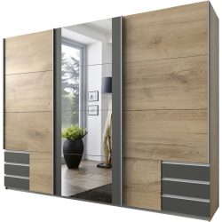Kleiderschrank Jiri Braun/Grau Holzwerkstoff 270 cm 65 cm 210 cm - Farbe: Plankeneiche/graphit - Kleiderschrank