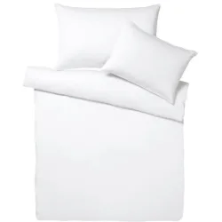 Living Home - Uni Perkal Bettwäsche Set, 160 x 210 cm + 50 x 70 cm, Weiss