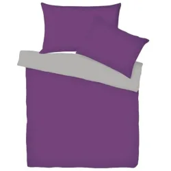 Living Home - Uni Satin Doubleface Bettwäsche Set, 200 x 210 cm - 2 x 65 x 65 cm, Pflaume