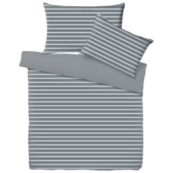 Living Home Bettwäschegarnitur Melange Double Grau Baumwolle 200 cm 210 cm - Farbe: Grey - Bettwäschegarnitur