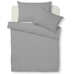Living Home - Bio Organic Cotton Bettwäsche Set, 160 x 210 cm + 50 x 70 cm, Gewittergrau