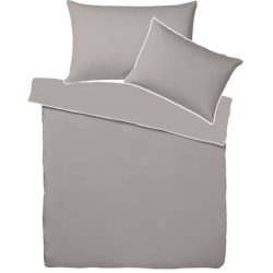 Living Home Bettwäschegarnitur Single Uni Grau Baumwolle 200 cm 210 cm - Farbe: Basalt - Bettwäschegarnitur