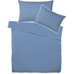 Living Home Bettwäschegarnitur Single Uni Blau Baumwolle 200 cm 210 cm - Farbe: stahlblau - Bettwäschegarnitur
