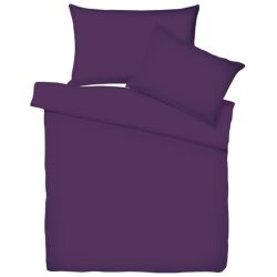 Living Home Bettwäschegarnitur Uni Lila Baumwolle 160 cm 210 cm - Farbe: pflaume - Bettwäschegarnitur