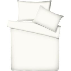 Living Home Bettwäschegarnitur Uni Weiss Baumwolle 200 cm 210 cm - Farbe: wollweiss - Bettwäschegarnitur