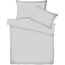 Living Home - Uni Satin Bettwäsche Set, 200 x 210 cm - 2 x 65 x 65 cm, Silber