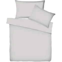 Living Home Bettwäschegarnitur Uni Silber Baumwolle 160 cm 210 cm - Bettwäschegarnitur