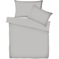 Living Home Bettwäschegarnitur Uni Schwarz Baumwolle 200 cm 210 cm - Farbe: schiefer - Bettwäschegarnitur