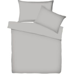 Living Home - Uni Satin Bettwäsche Set, 160 x 210 cm + 65 x 100 cm, Rauch