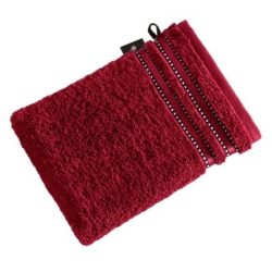 Vossen Waschhandschuh Cult de Luxe Rot Baumwolle 16 cm 22 cm - Farbe: rubin - Waschhandschuh