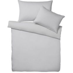 Living Home Bettwäschegarnitur Melange Uni Silber Baumwolle 200 cm 210 cm - Farbe: Silver - Bettwäschegarnitur