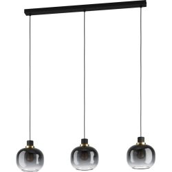 Eglo Pendellampe Oilella Schwarz Stahl/Glas 19 cm 95 cm - Farbe: Schwarz/Messing - Material: Glas/Stahl - Pendellampe