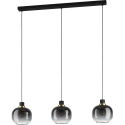 Eglo Pendellampe Oilella Schwarz Stahl/Glas 19 cm 95 cm - Farbe: Schwarz/Messing - Material: Glas/Stahl - Pendellampe